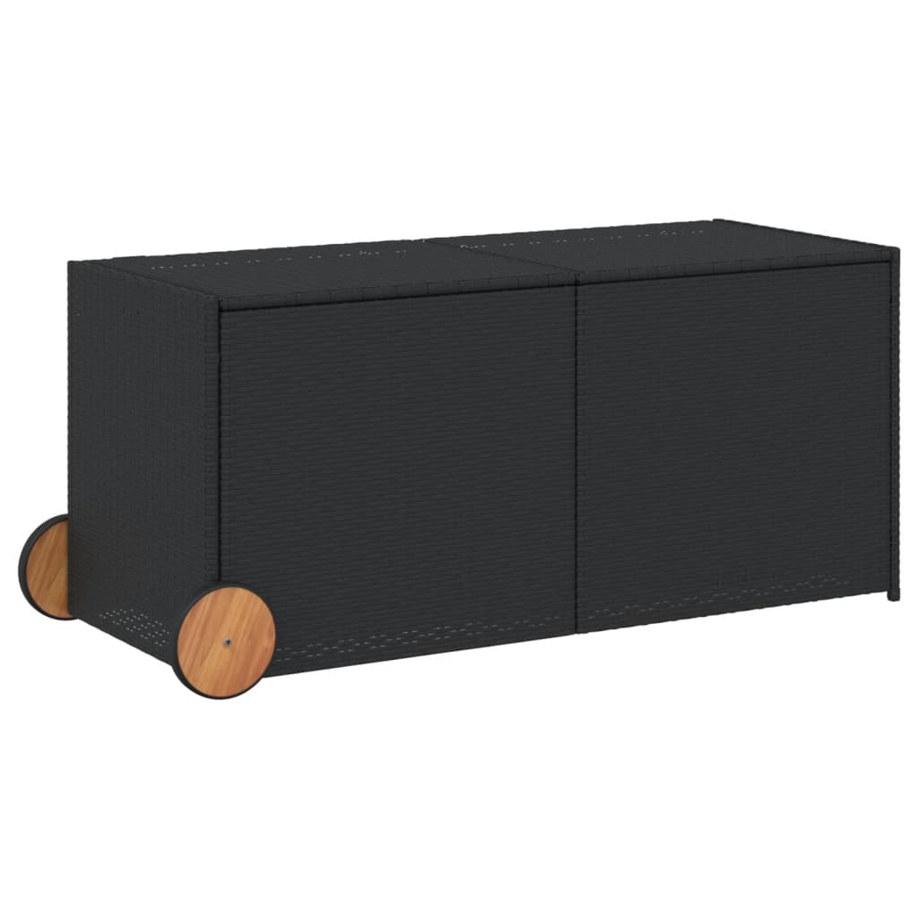 Putekasse Kunstrotting med hjul svart 283L cm polyrotting