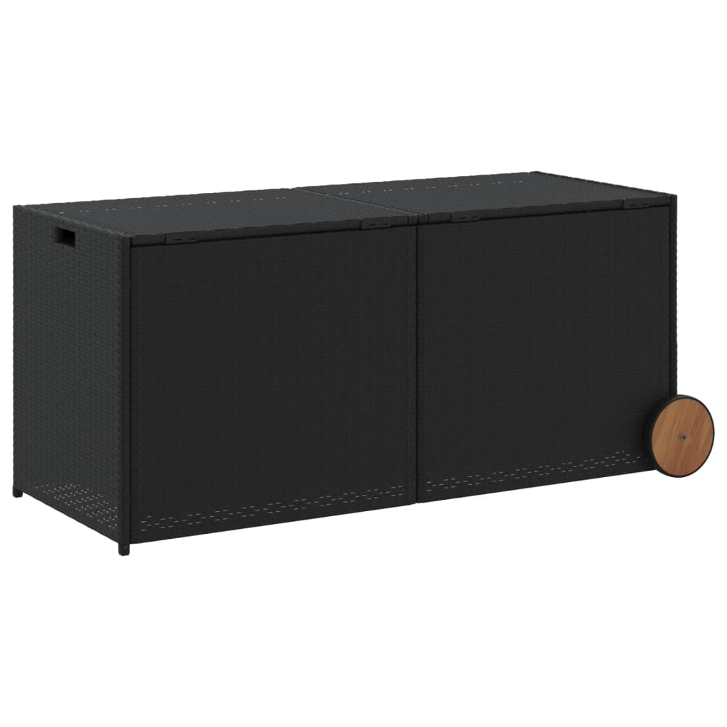 Putekasse Kunstrotting med hjul svart 283L cm polyrotting