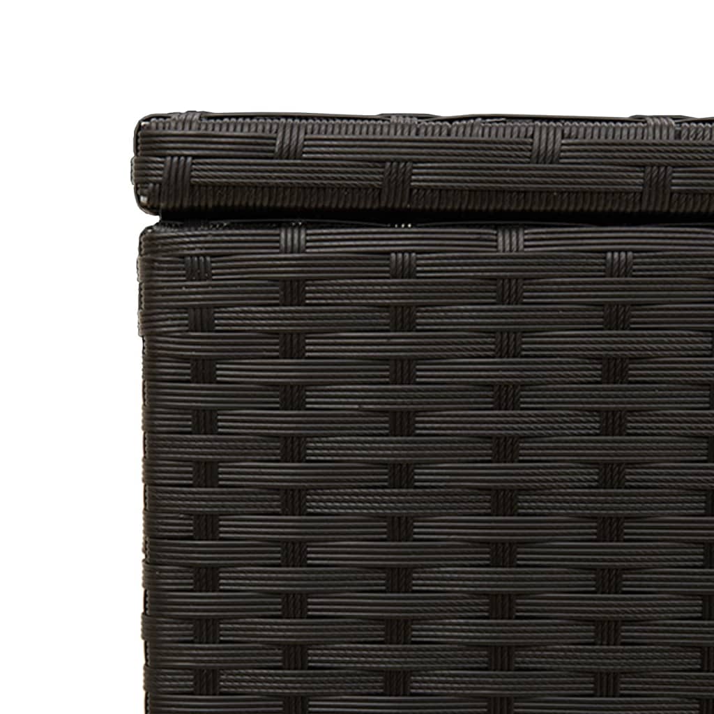 Putekasse Kunstrotting med hjul svart 190L cm polyrotting