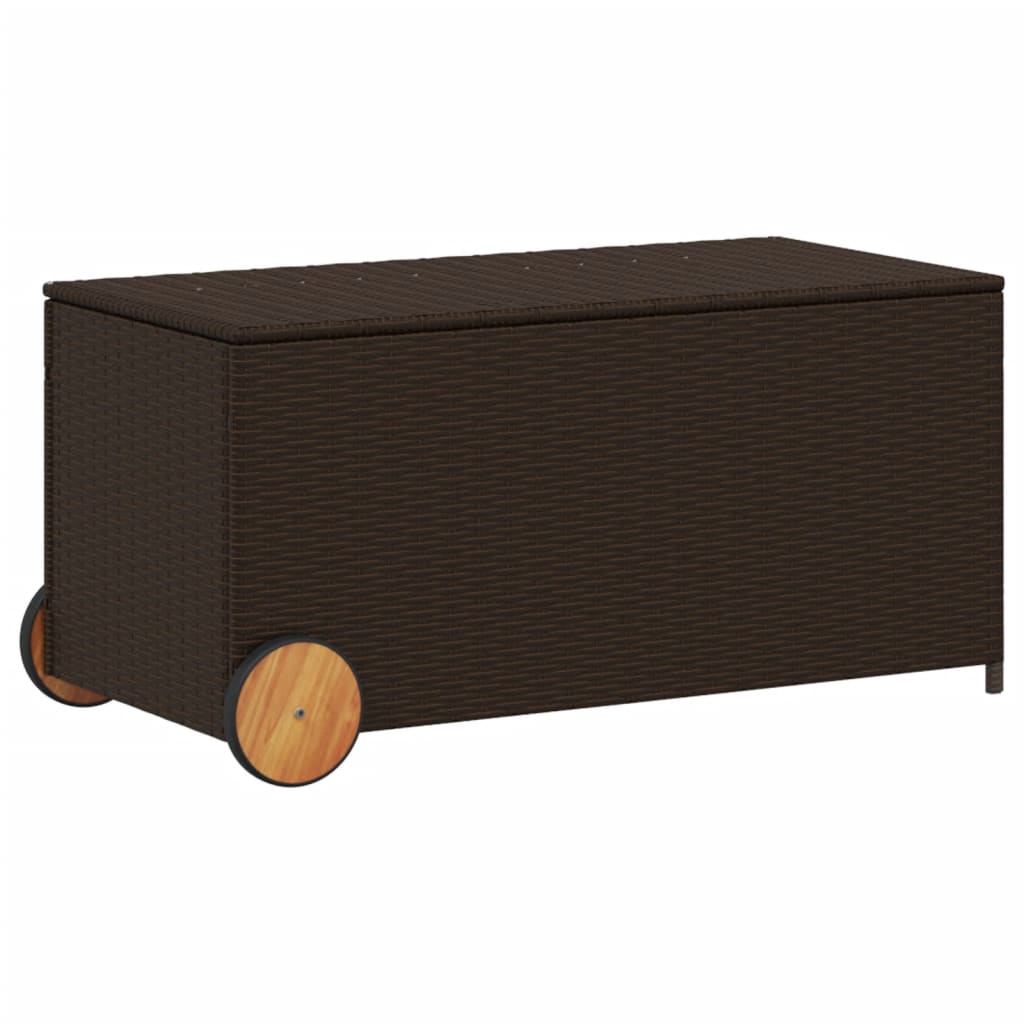 Putekasse Kunstrotting med hjul brun 190L cm polyrotting