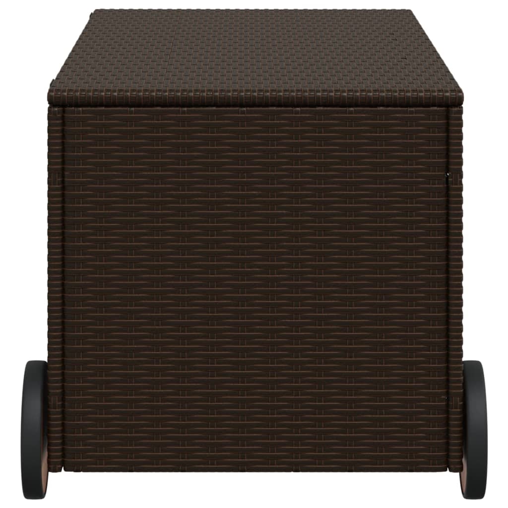 Putekasse Kunstrotting med hjul brun 190L cm polyrotting