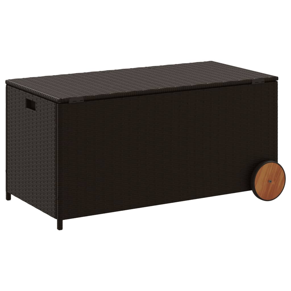 Putekasse Kunstrotting med hjul brun 190L cm polyrotting