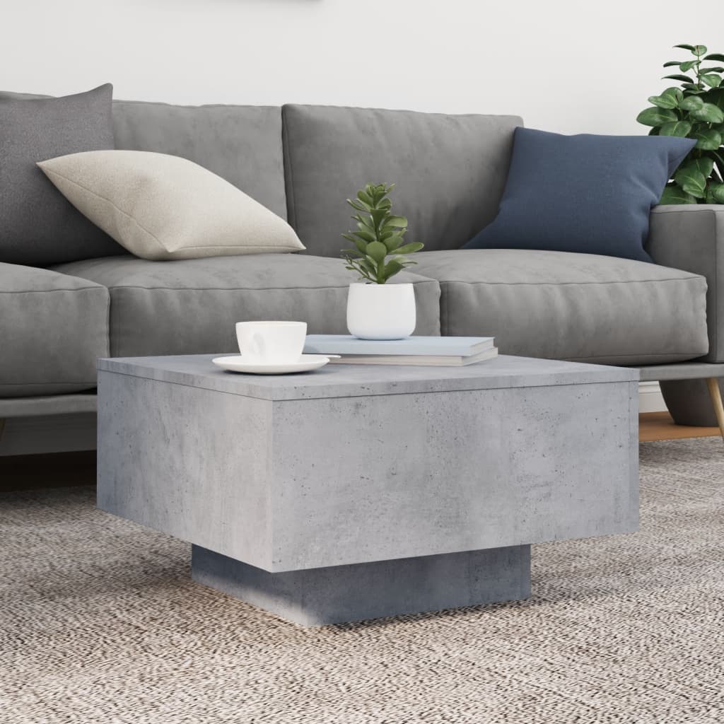 Salongbord Sofabord Betonggrå med LED-lys 55x55x31 cm