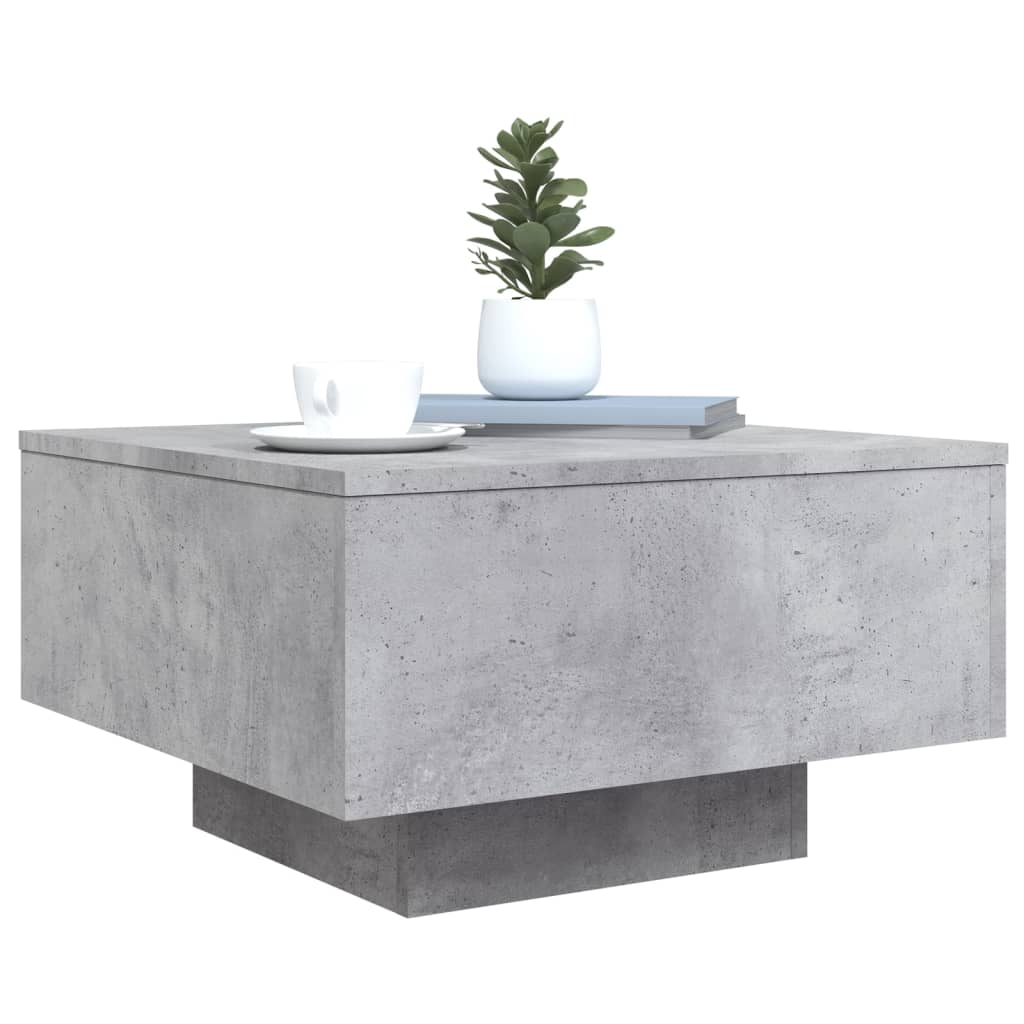 Salongbord Sofabord Betonggrå med LED-lys 55x55x31 cm