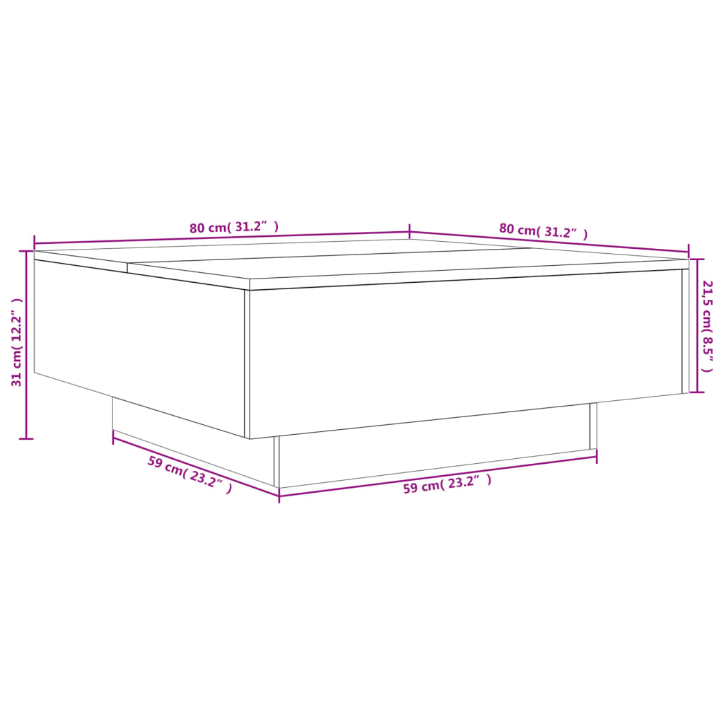 Salongbord Sofabord Svart 80x80x31 cm