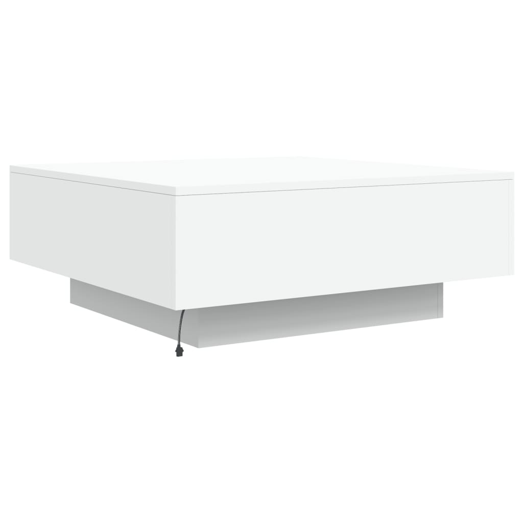 Salongbord Sofabord Hvit med LED-lys 80x80x31 cm