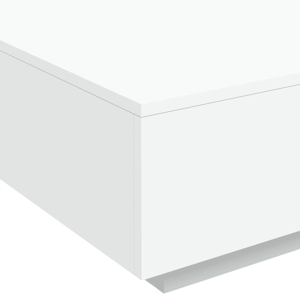 Salongbord Sofabord Hvit med LED-lys 80x80x31 cm