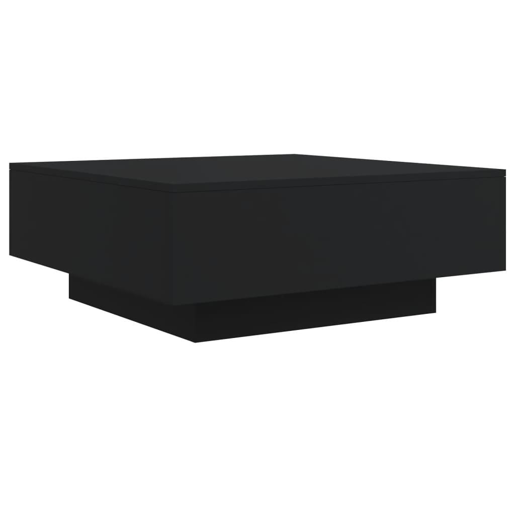 Salongbord Sofabord Svart med LED-lys 80x80x31 cm