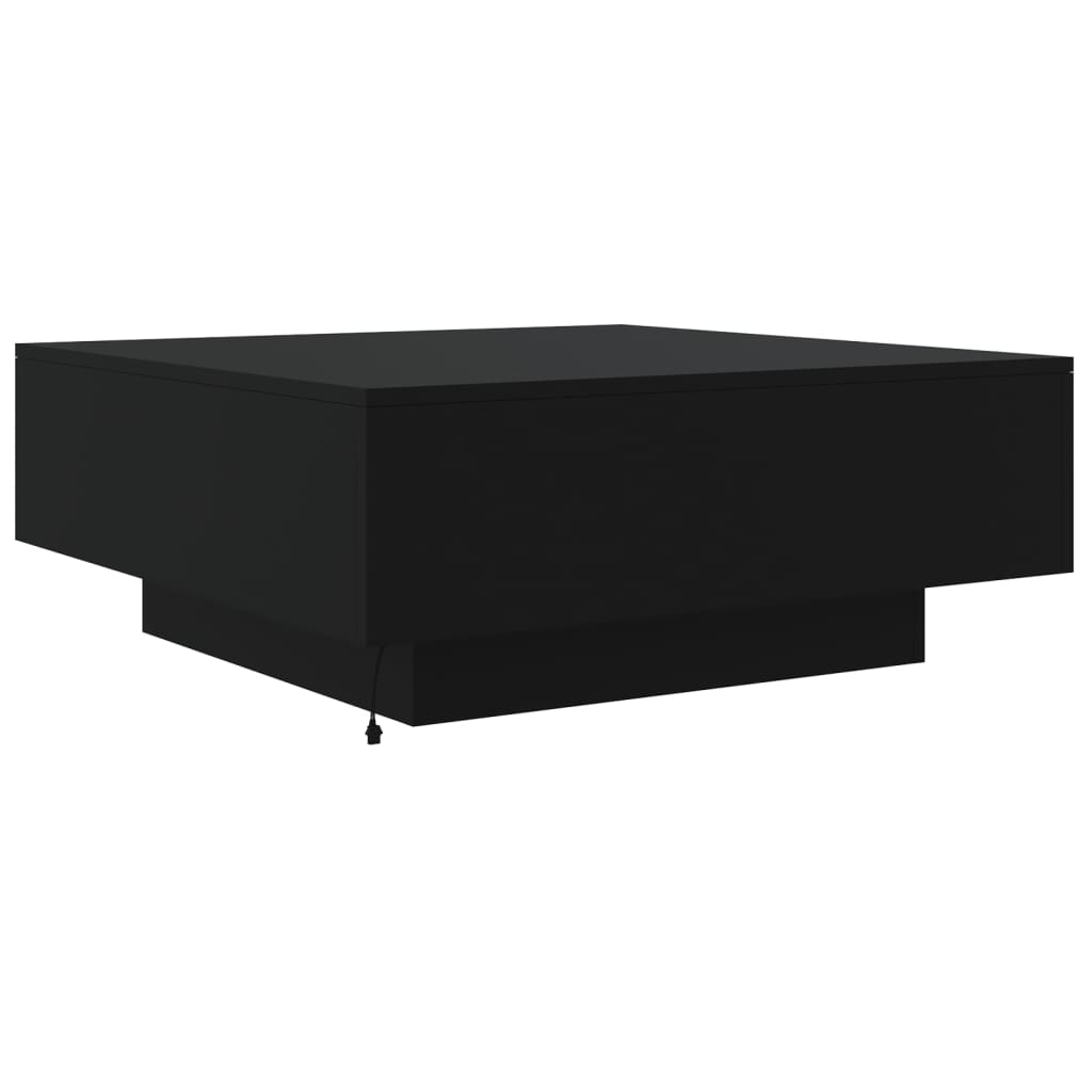 Salongbord Sofabord Svart med LED-lys 80x80x31 cm