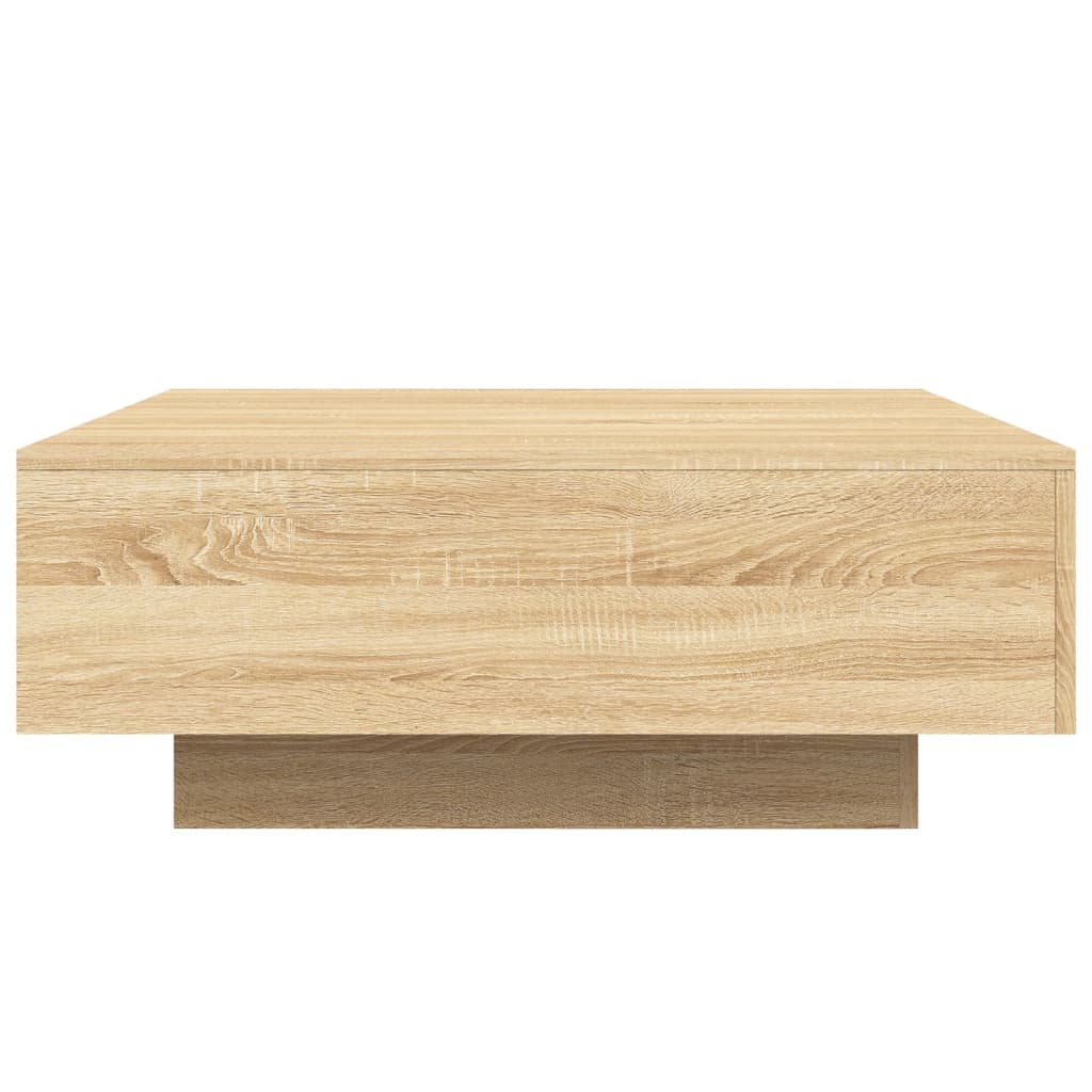 Salongbord Sofabord Sonoma Eik med LED-lys 80x80x31 cm