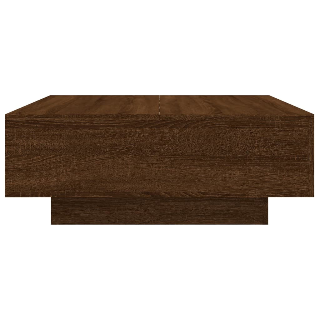 Salongbord Sofabord Brun Eik med LED-lys 80x80x31 cm