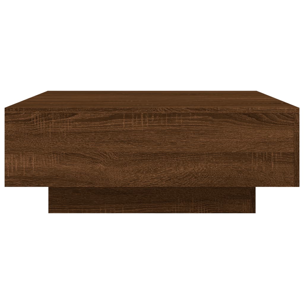 Salongbord Sofabord Brun Eik med LED-lys 80x80x31 cm