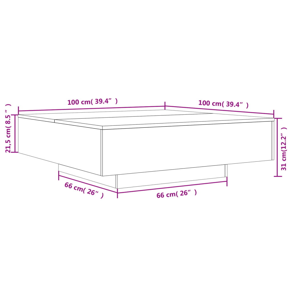 Salongbord Sofabord Svart 100x100x31 cm