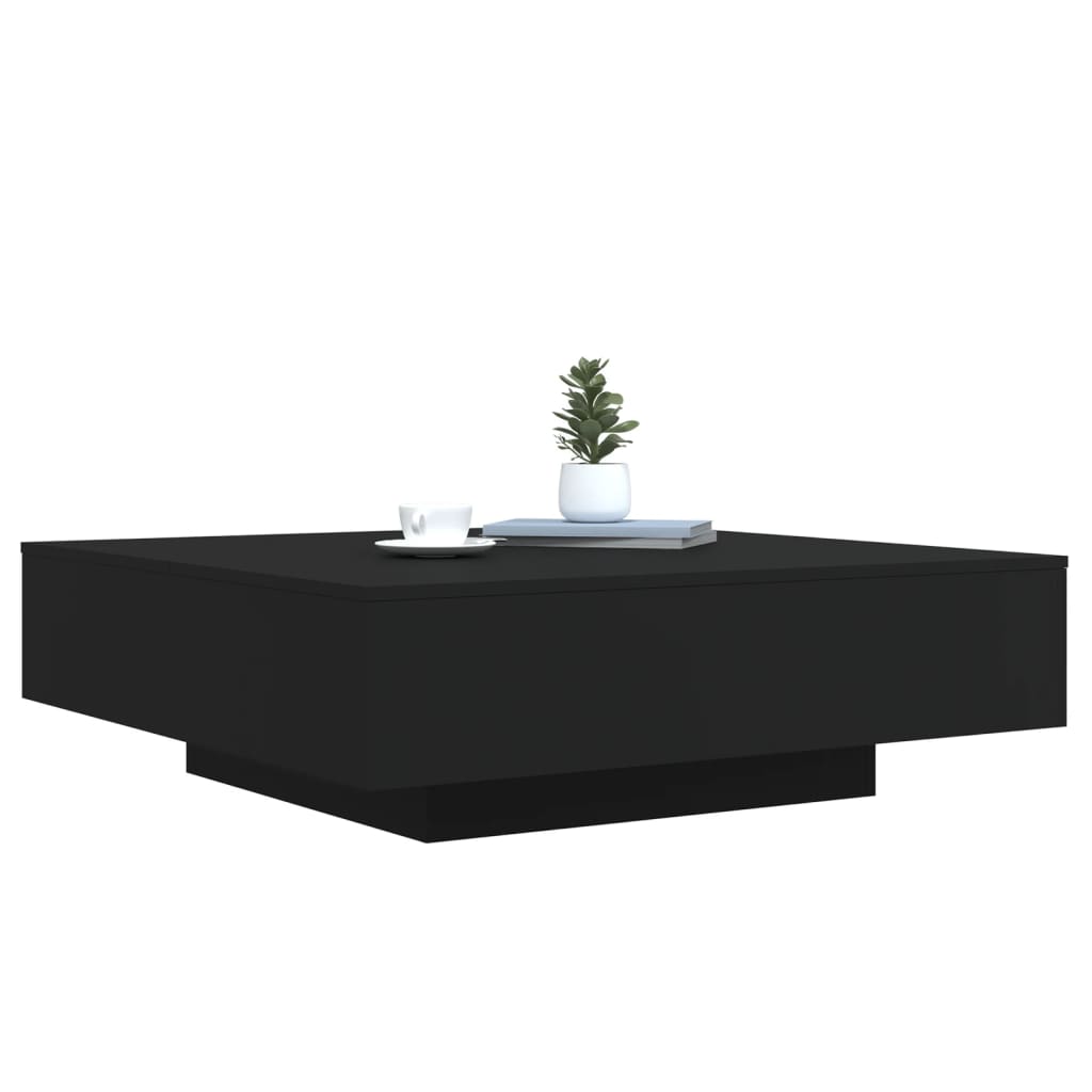 Salongbord Sofabord Svart med LED-lys 100x100x31 cm