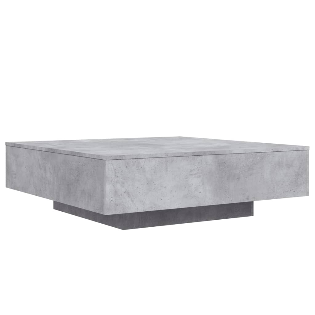 Salongbord Sofabord Betonggrå med LED-lys 100x100x31 cm