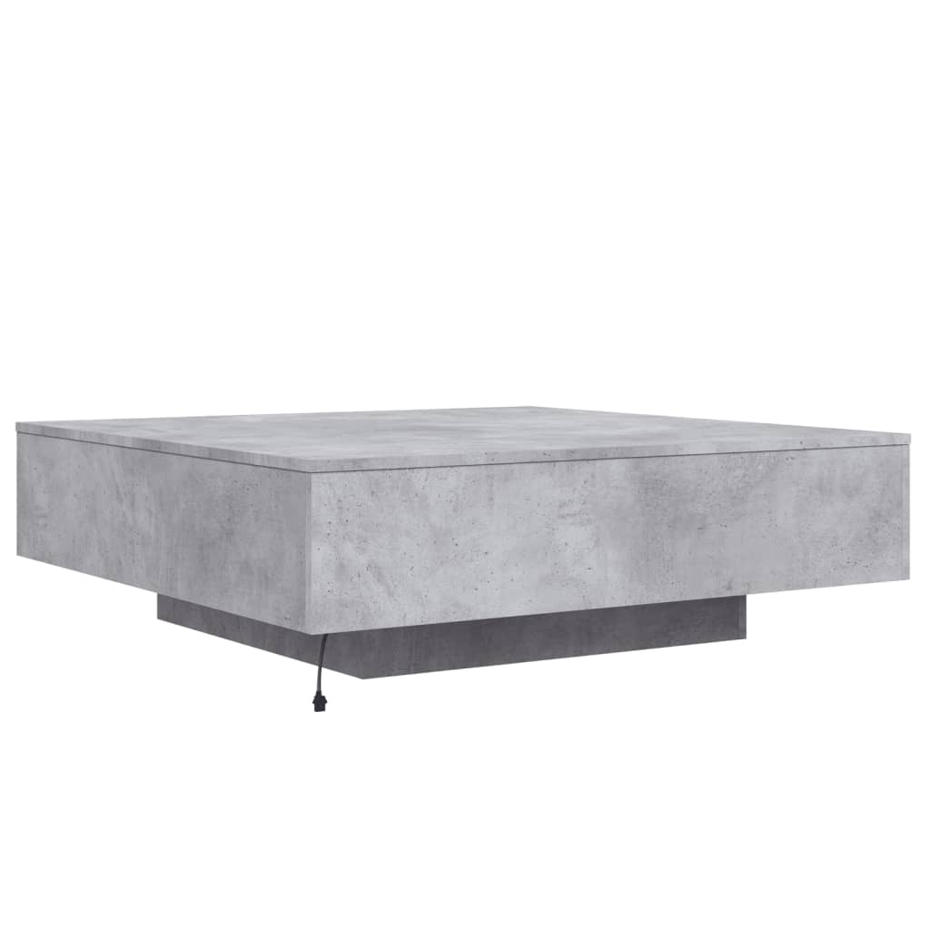 Salongbord Sofabord Betonggrå med LED-lys 100x100x31 cm