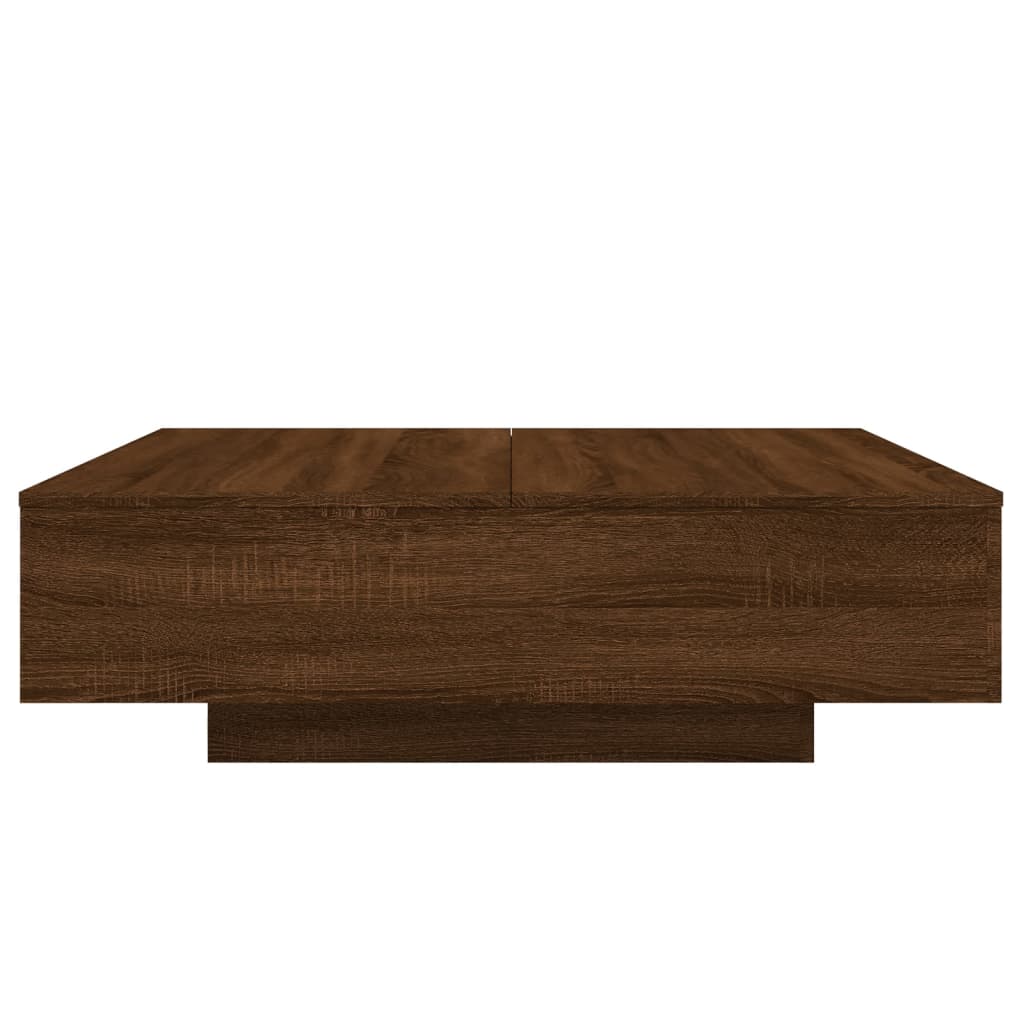 Salongbord Sofabord Brun med LED-lys brun Eik 100x100x31 cm