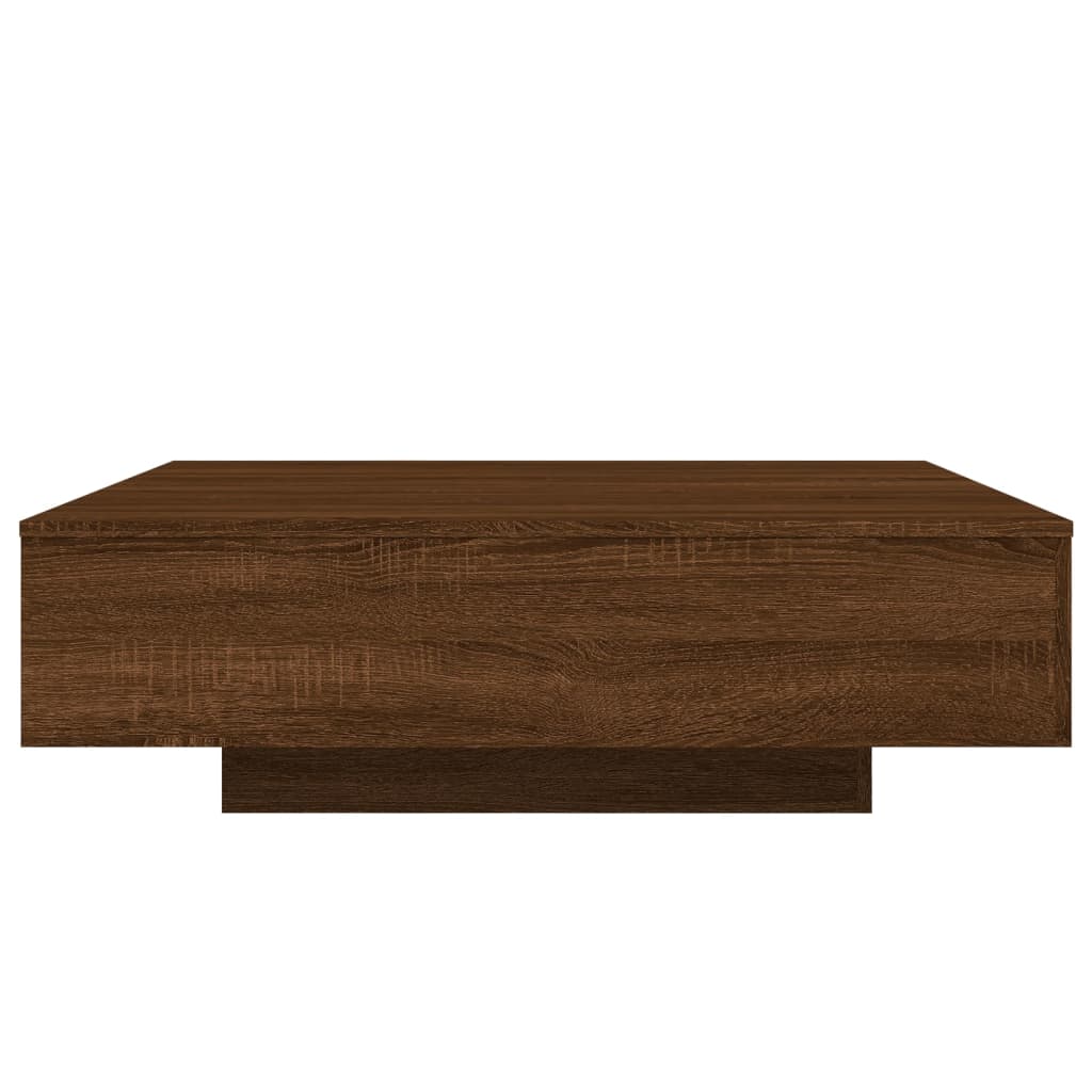 Salongbord Sofabord Brun med LED-lys brun Eik 100x100x31 cm