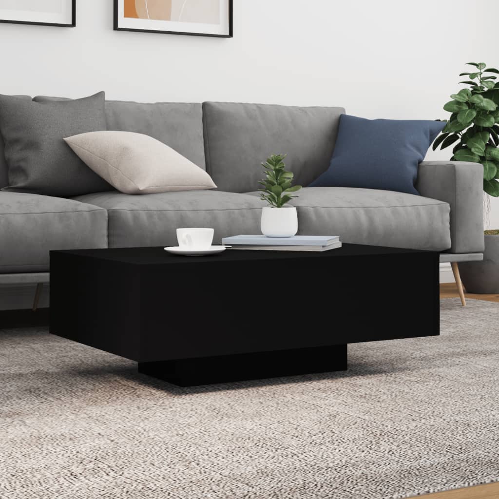 Salongbord Sofabord Svart med LED-lys 85x55x31 cm