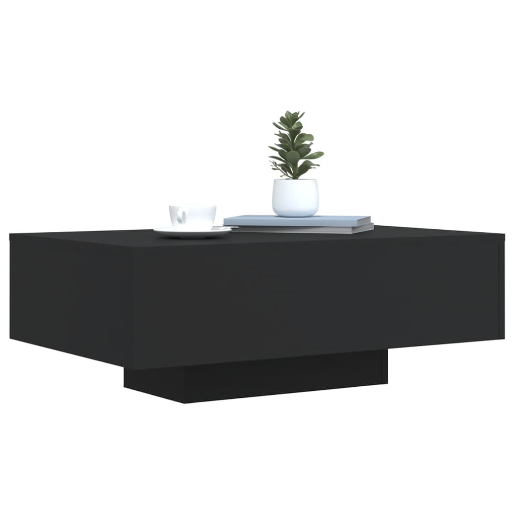 Salongbord Sofabord Svart med LED-lys 85x55x31 cm