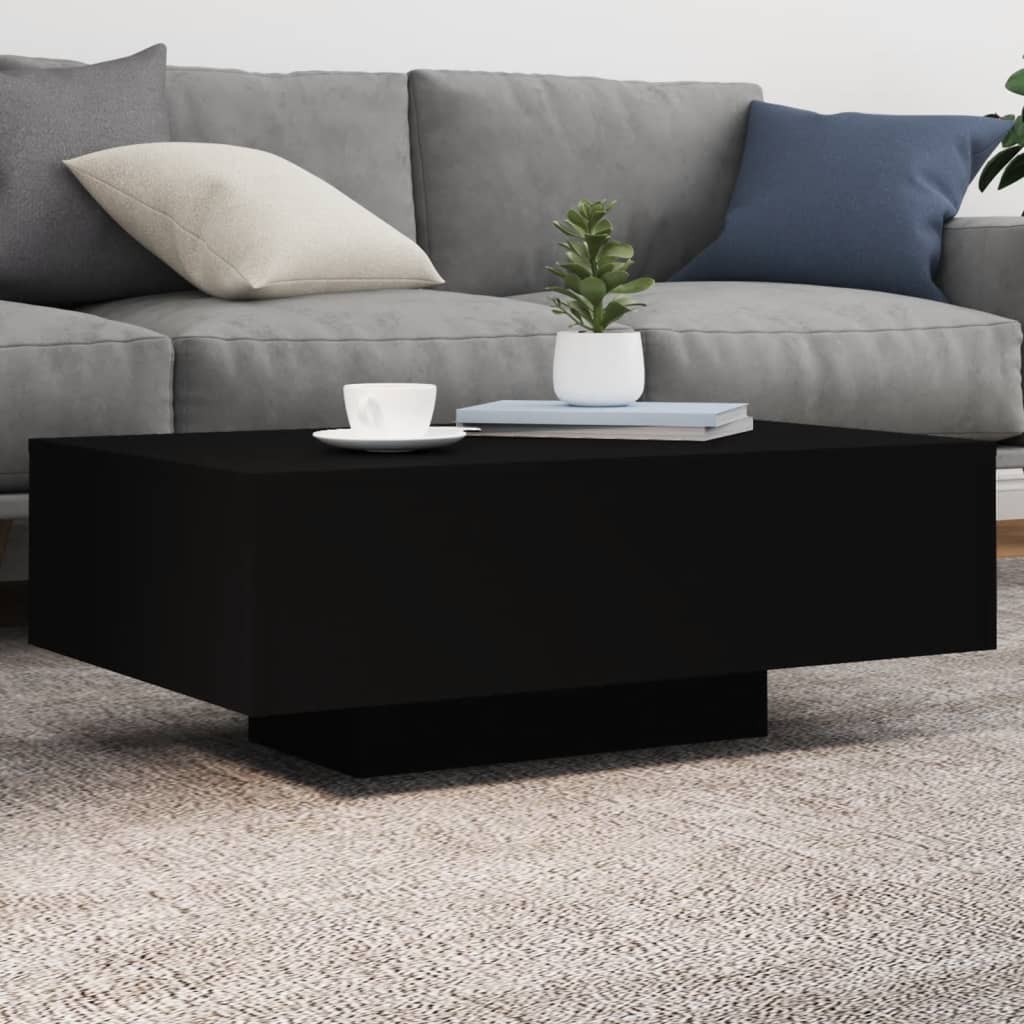Salongbord Sofabord Svart med LED-lys 85x55x31 cm