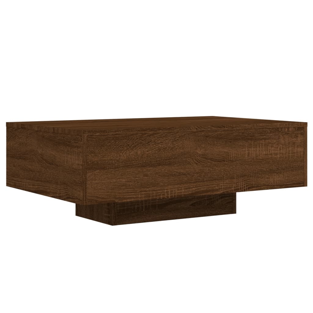 Salongbord Sofabord Brun Eik med LED-lys 85x55x31 cm