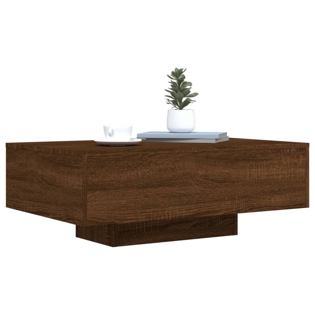 Salongbord Sofabord Brun Eik med LED-lys 85x55x31 cm