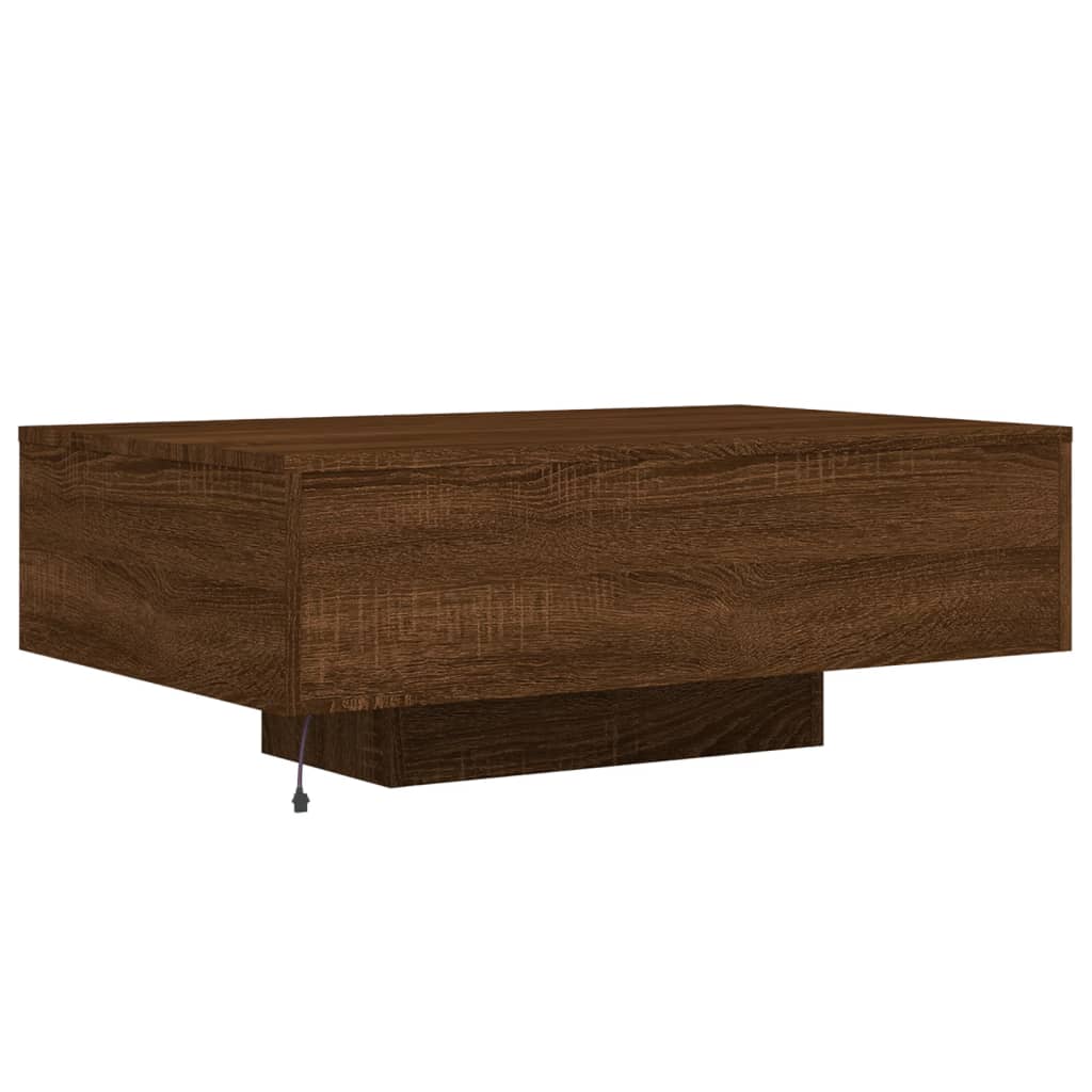 Salongbord Sofabord Brun Eik med LED-lys 85x55x31 cm