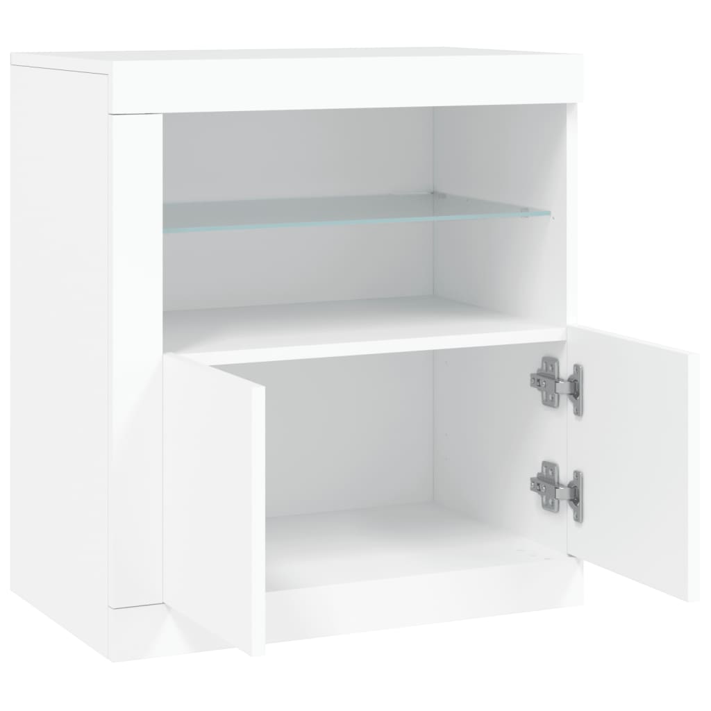 Skjenk Hvit med LED-lys 60,5x37x67 cm