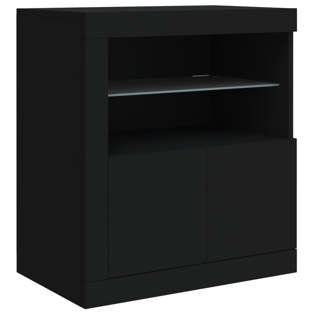 Skjenk Svart med LED-lys 60,5x37x67 cm