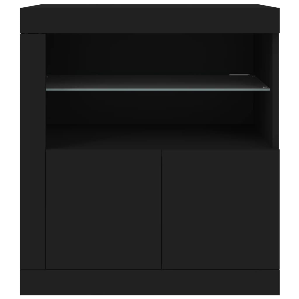 Skjenk Svart med LED-lys 60,5x37x67 cm
