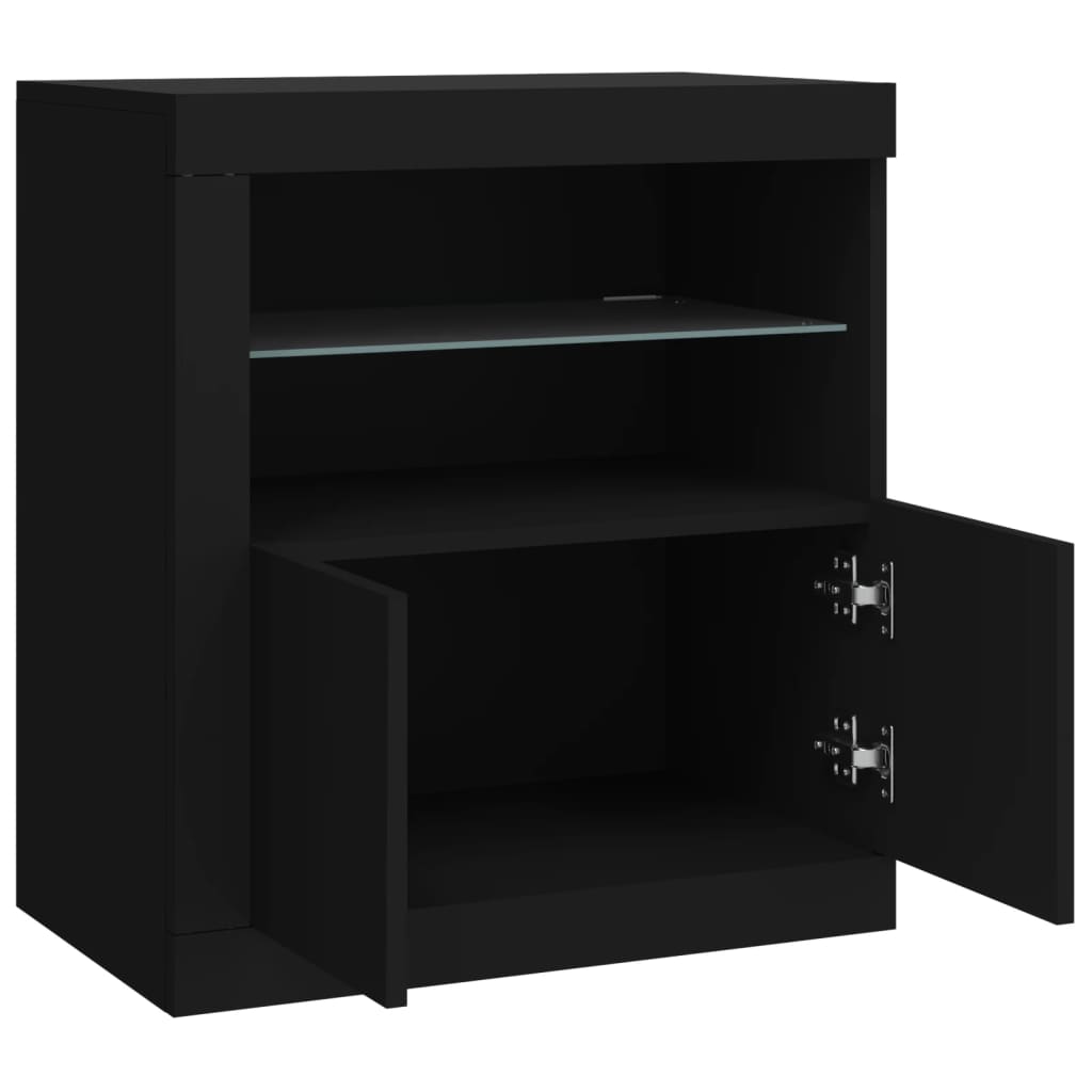 Skjenk Svart med LED-lys 60,5x37x67 cm