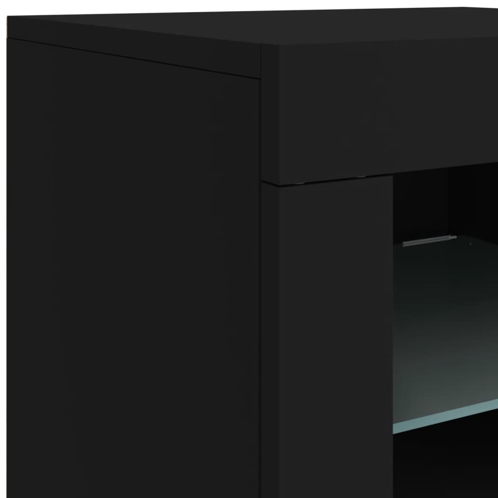 Skjenk Svart med LED-lys 60,5x37x67 cm