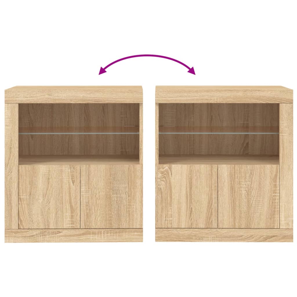 Skjenk Sonoma Eik med LED-lys 60,5x37x67 cm