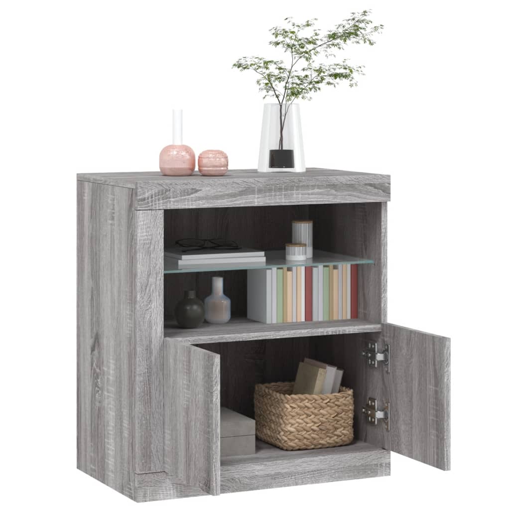 Skjenk Sonoma Grå med LED-lys 60,5x37x67 cm