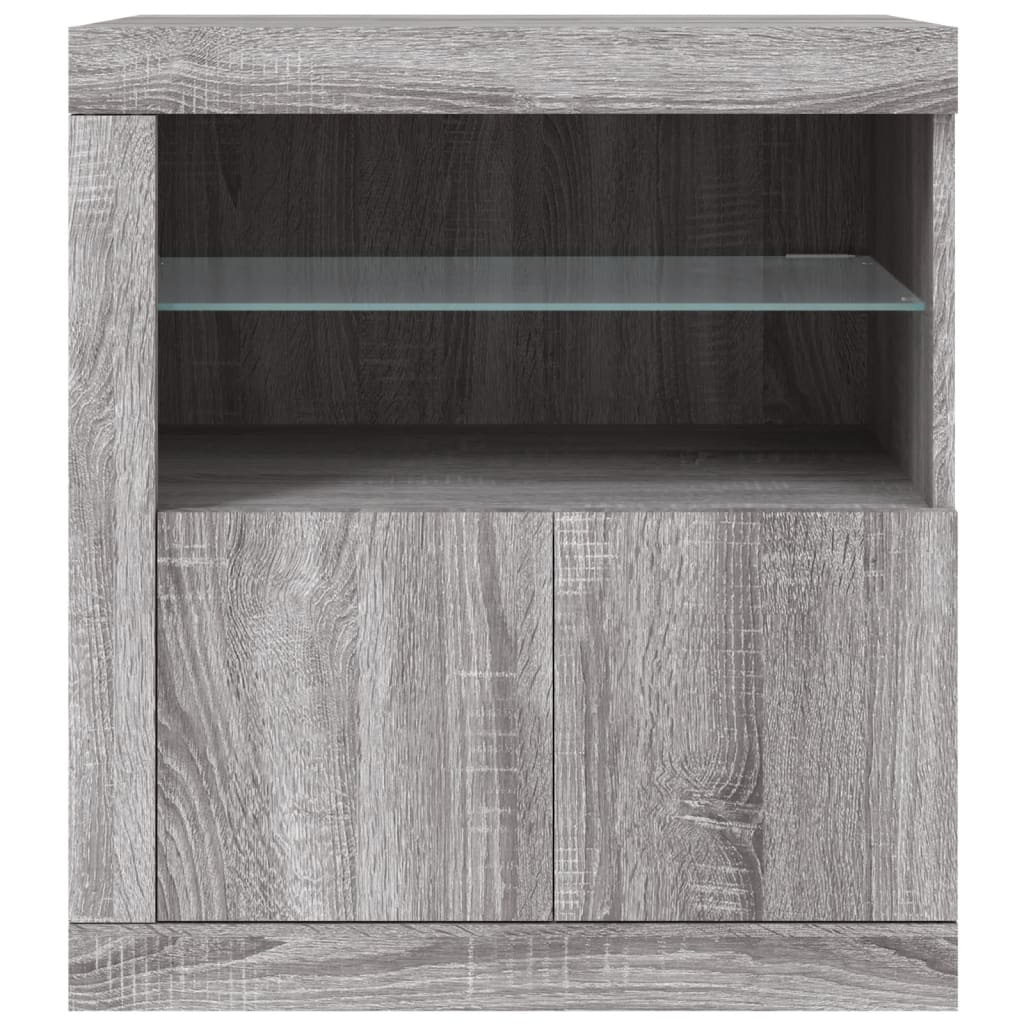 Skjenk Sonoma Grå med LED-lys 60,5x37x67 cm