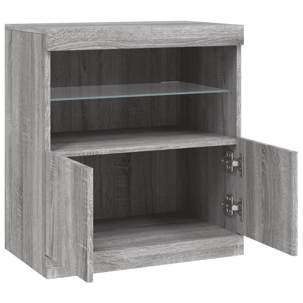 Skjenk Sonoma Grå med LED-lys 60,5x37x67 cm