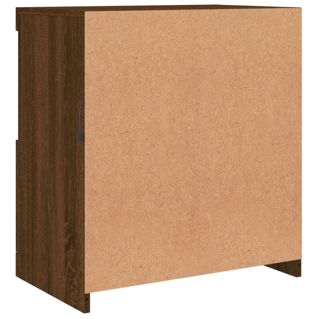 Skjenk Brun Eik med LED-lys 60,5x37x67 cm