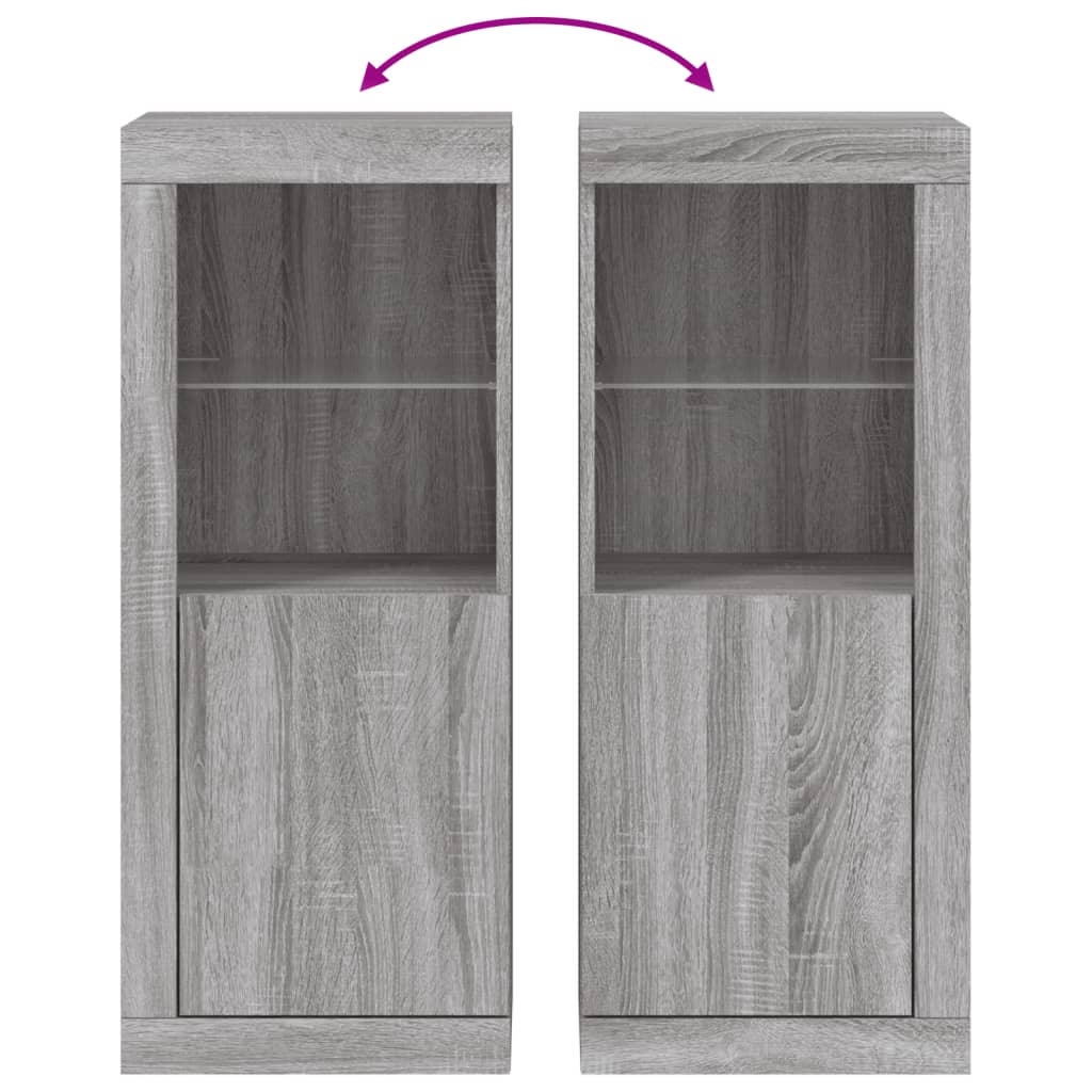 Skjenk Sonoma Grå med LED-lys 41x37x100 cm