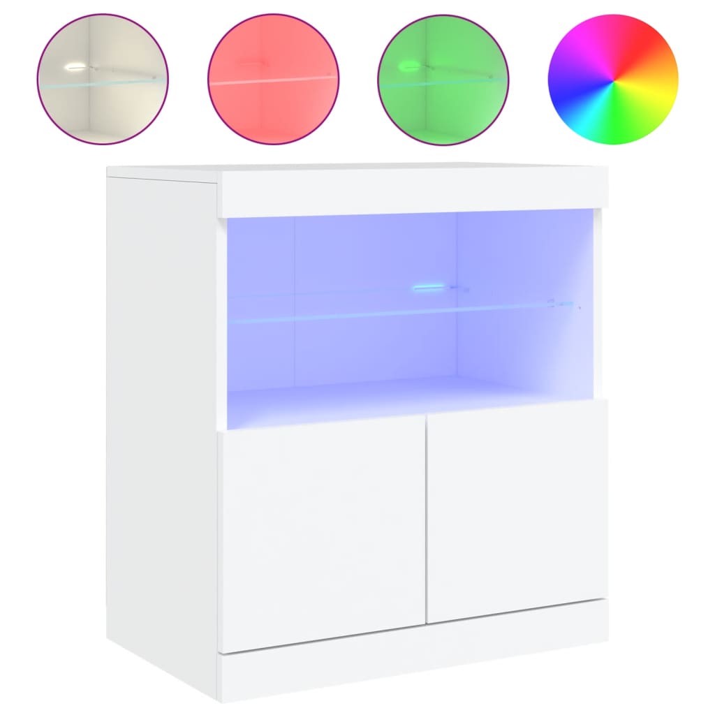 Skjenk Hvit med LED-lys 60x37x67 cm