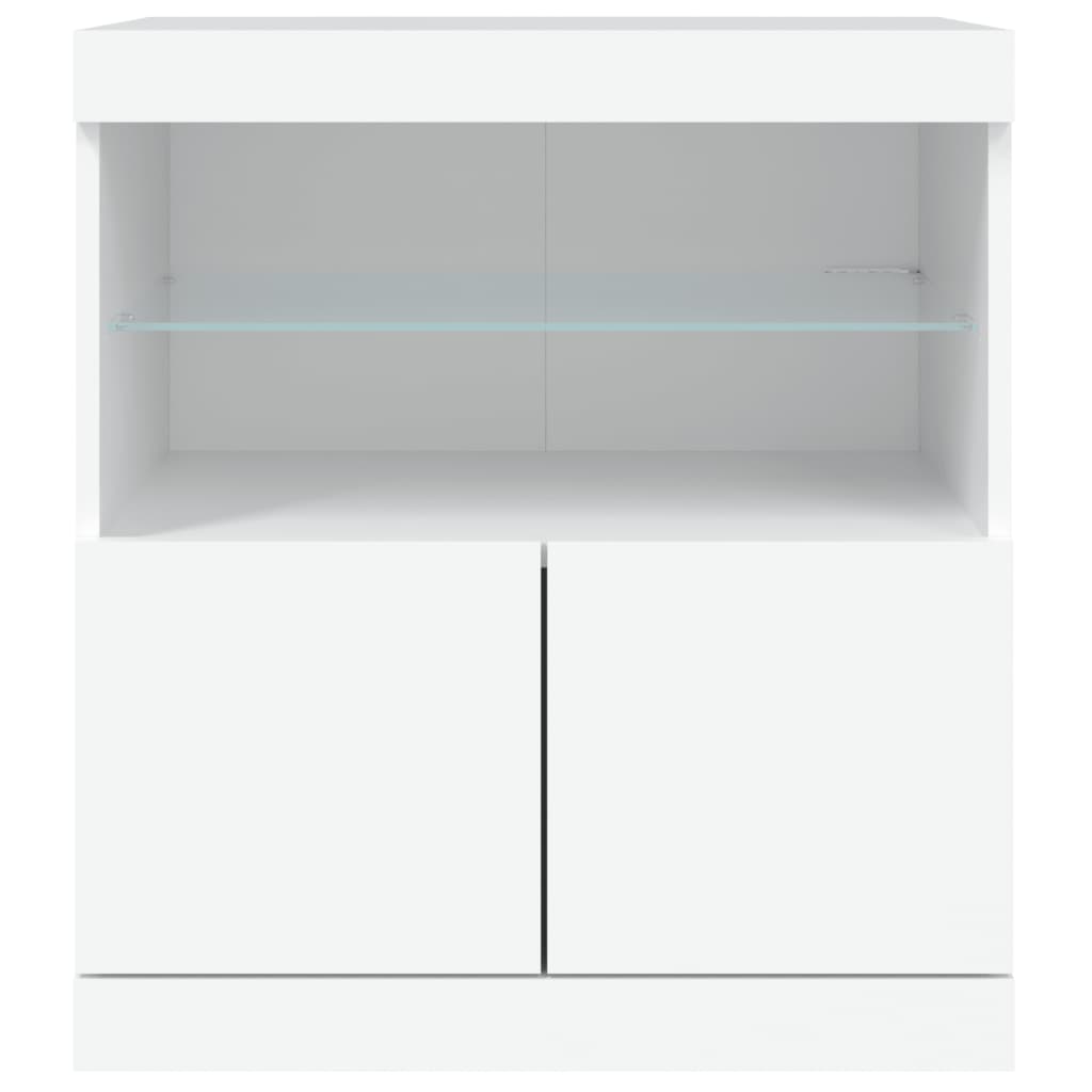 Skjenk Hvit med LED-lys 60x37x67 cm