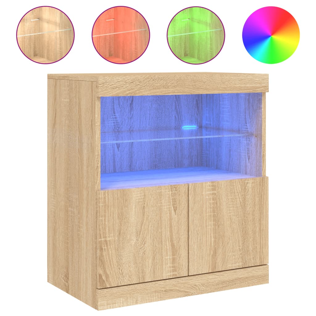 Skjenk Sonoma Eik med LED-lys 60x37x67 cm