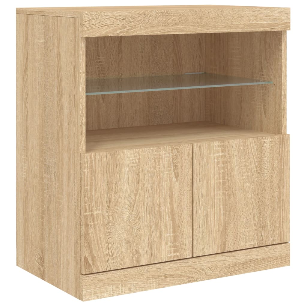 Skjenk Sonoma Eik med LED-lys 60x37x67 cm
