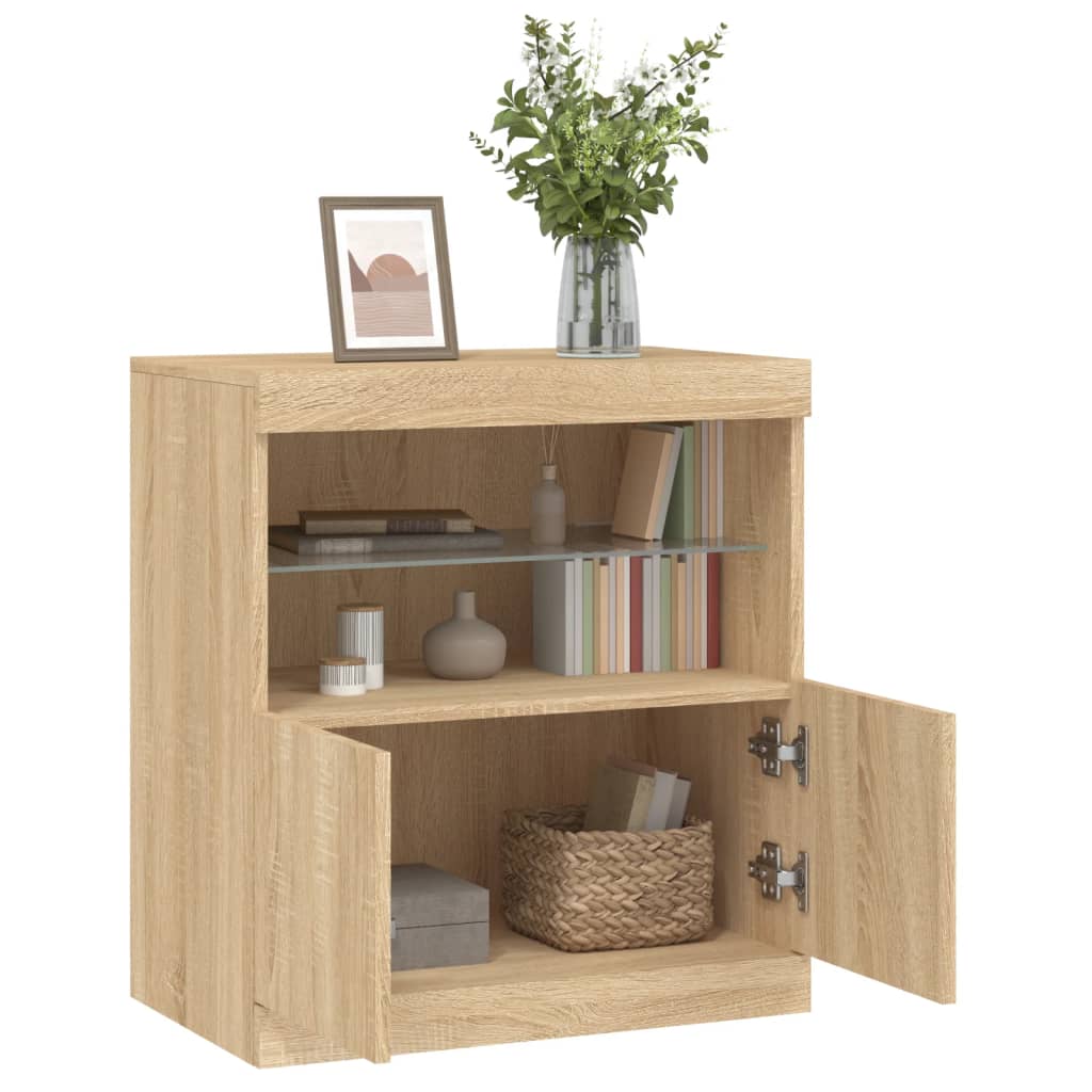 Skjenk Sonoma Eik med LED-lys 60x37x67 cm