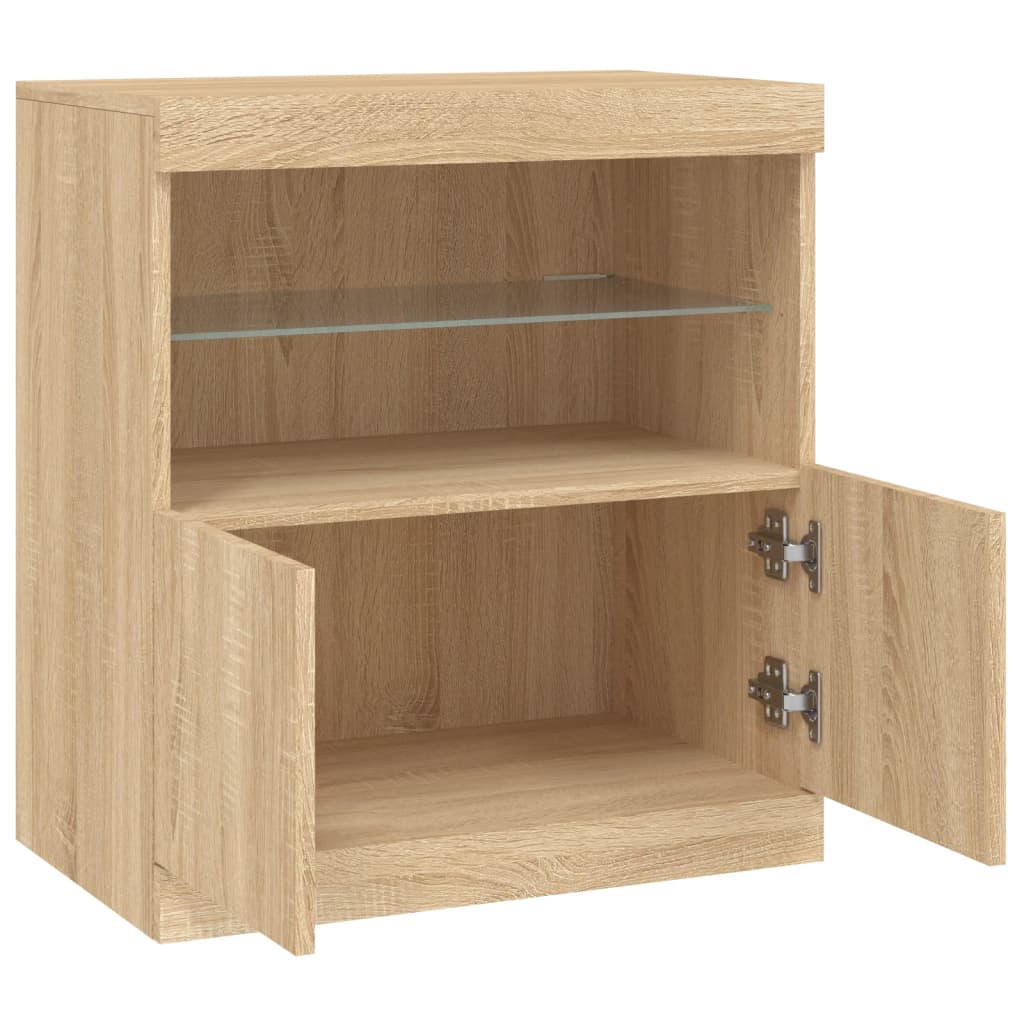Skjenk Sonoma Eik med LED-lys 60x37x67 cm