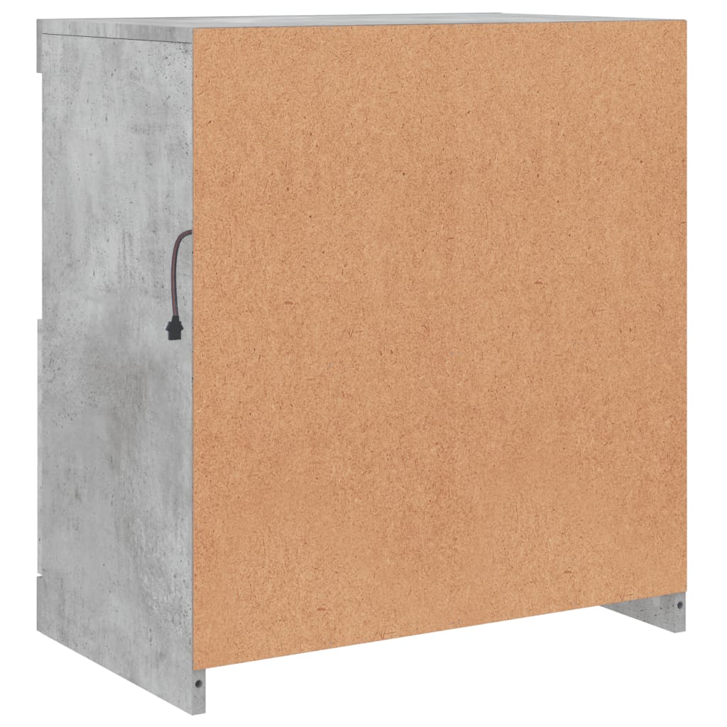 Skjenk Betonggrå med LED-lys 60x37x67 cm