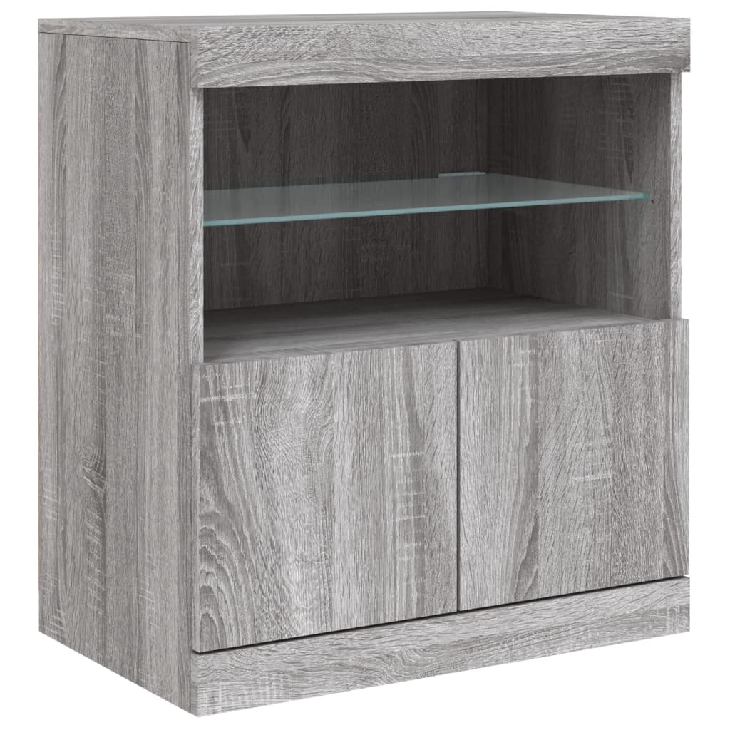 Skjenk Sonoma Grå med LED-lys 60x37x67 cm