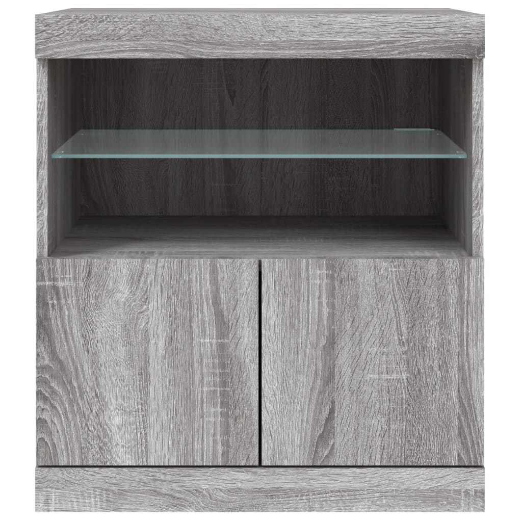 Skjenk Sonoma Grå med LED-lys 60x37x67 cm