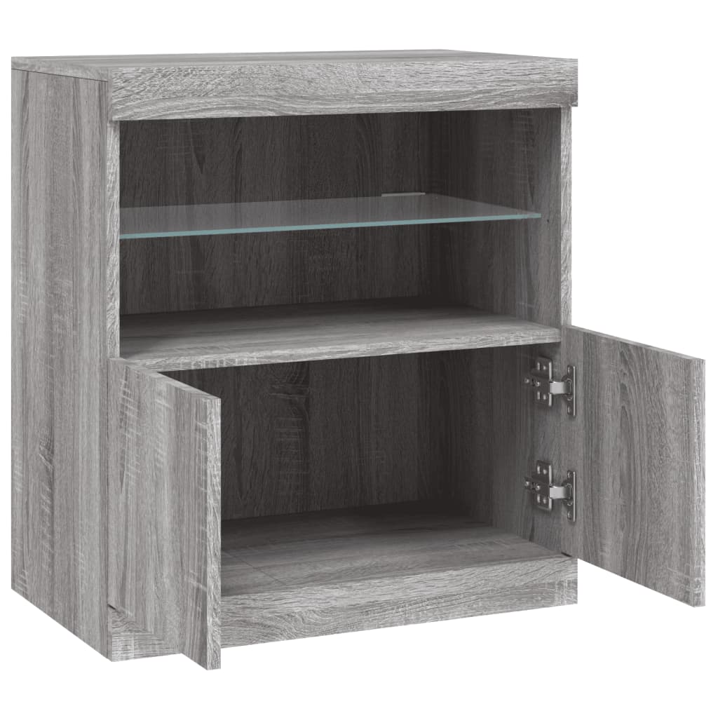 Skjenk Sonoma Grå med LED-lys 60x37x67 cm
