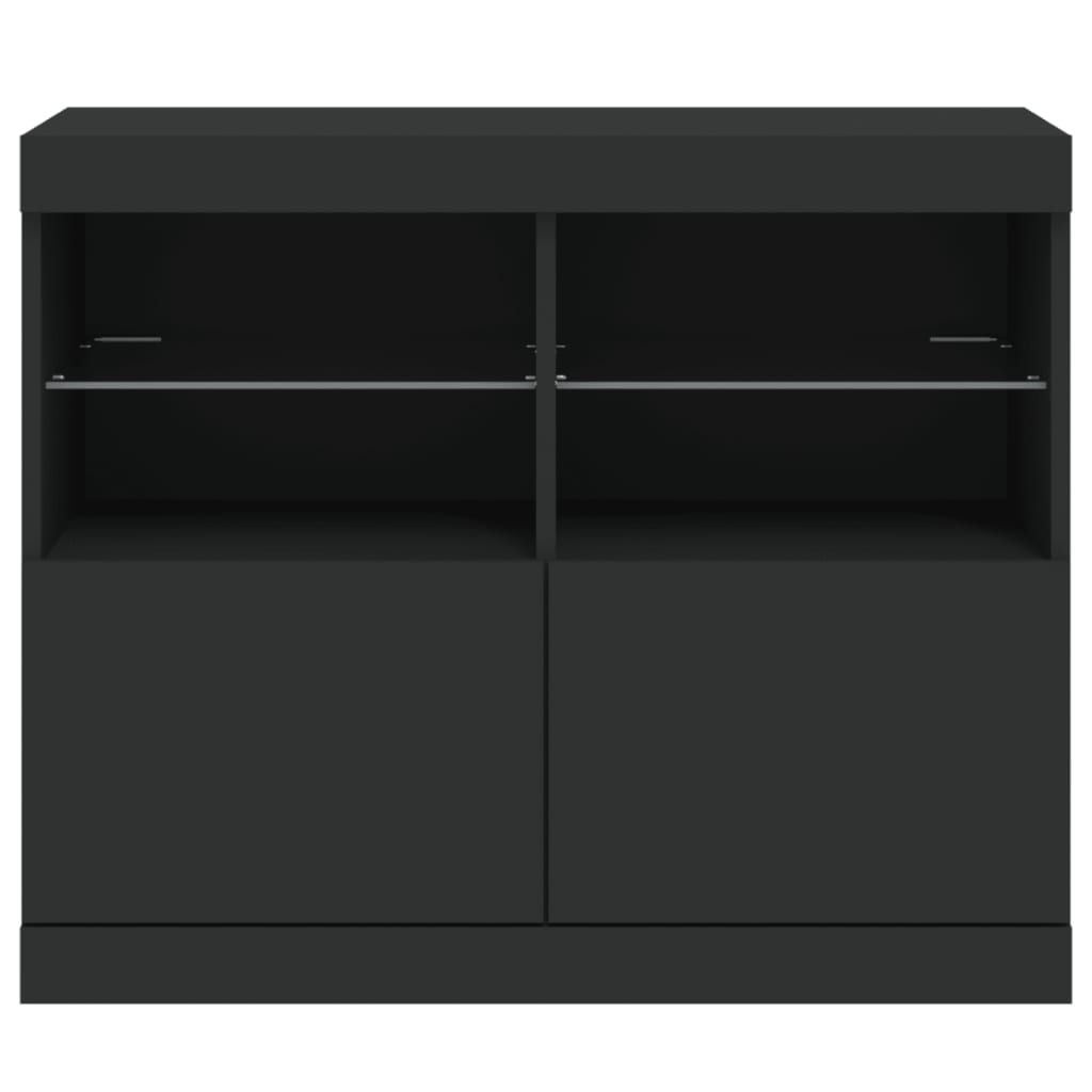 Skjenk Svart med LED-lys 81x37x67 cm